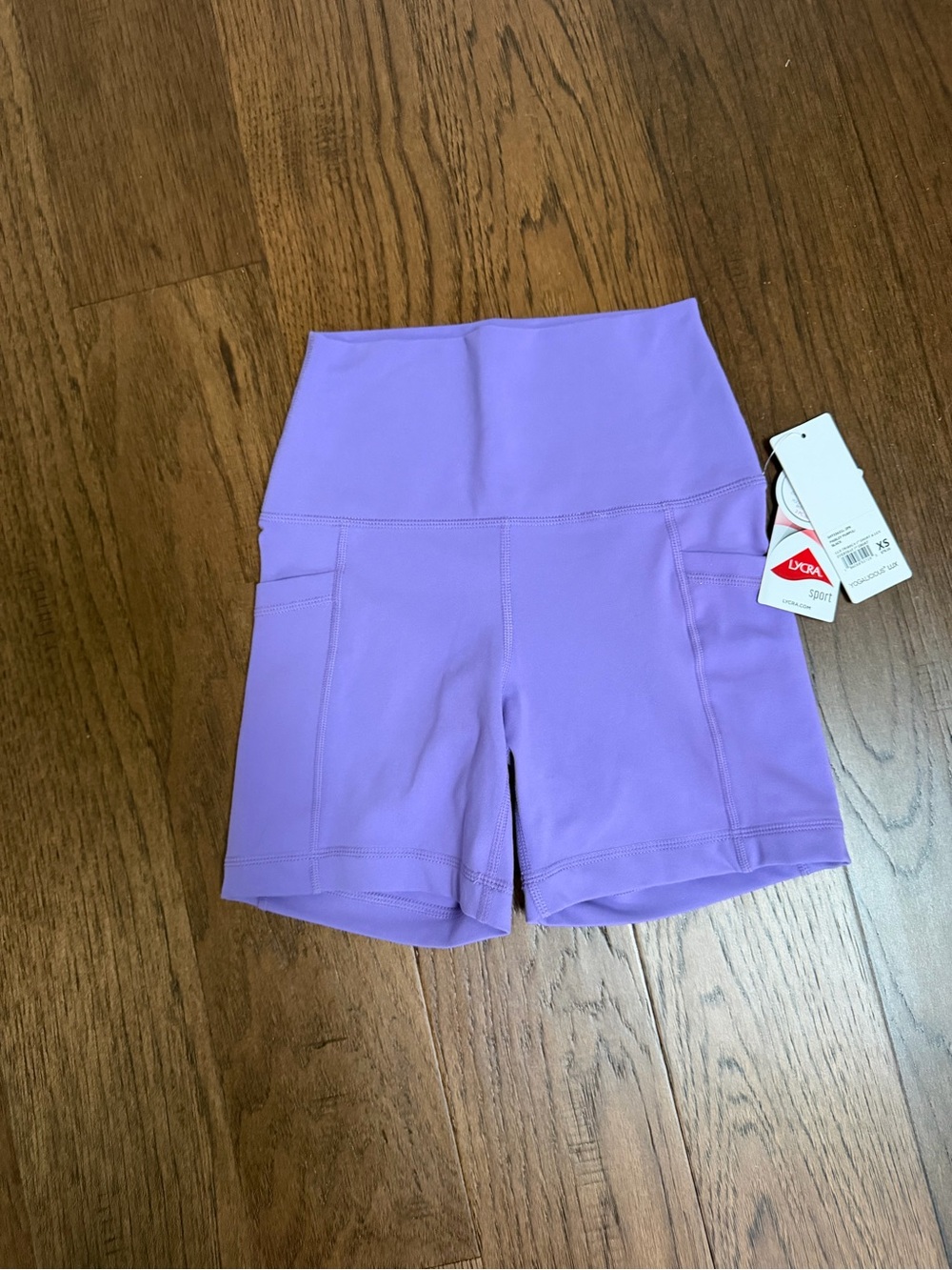 Yogalicious Lavender High-Waist Bike Shorts with Side Pockets